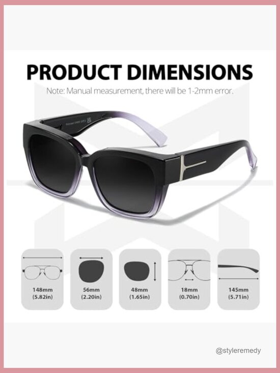 Fit Over Glasses Sunglasses, Polarized UV400 Protection, Lightweight Plastic